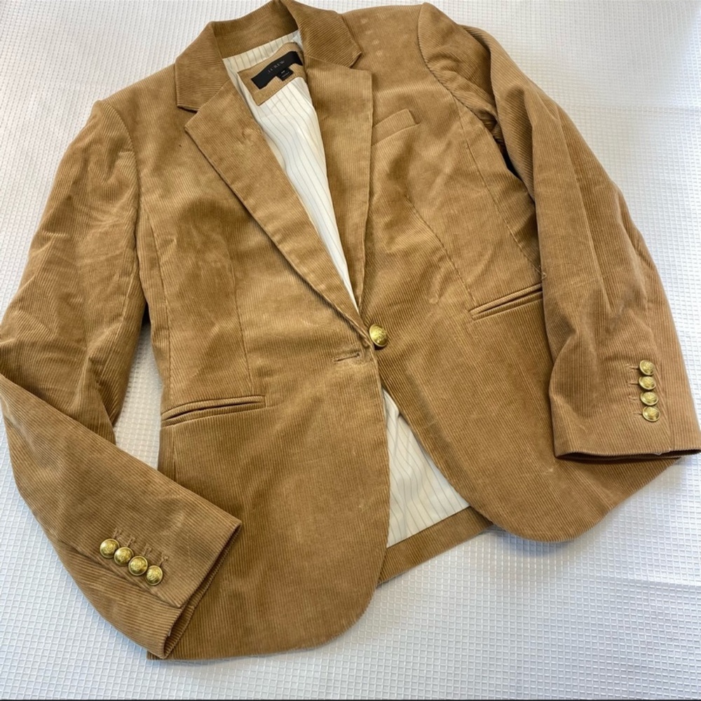 J Crew Preppy Schoolboy Brown Corduroy 100% Cotton Blazer Size 6